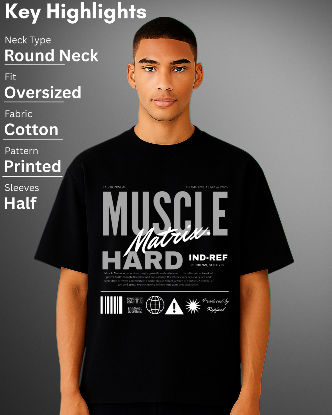 MUSCLE MATRIX Unisex Terry Oversized Tee