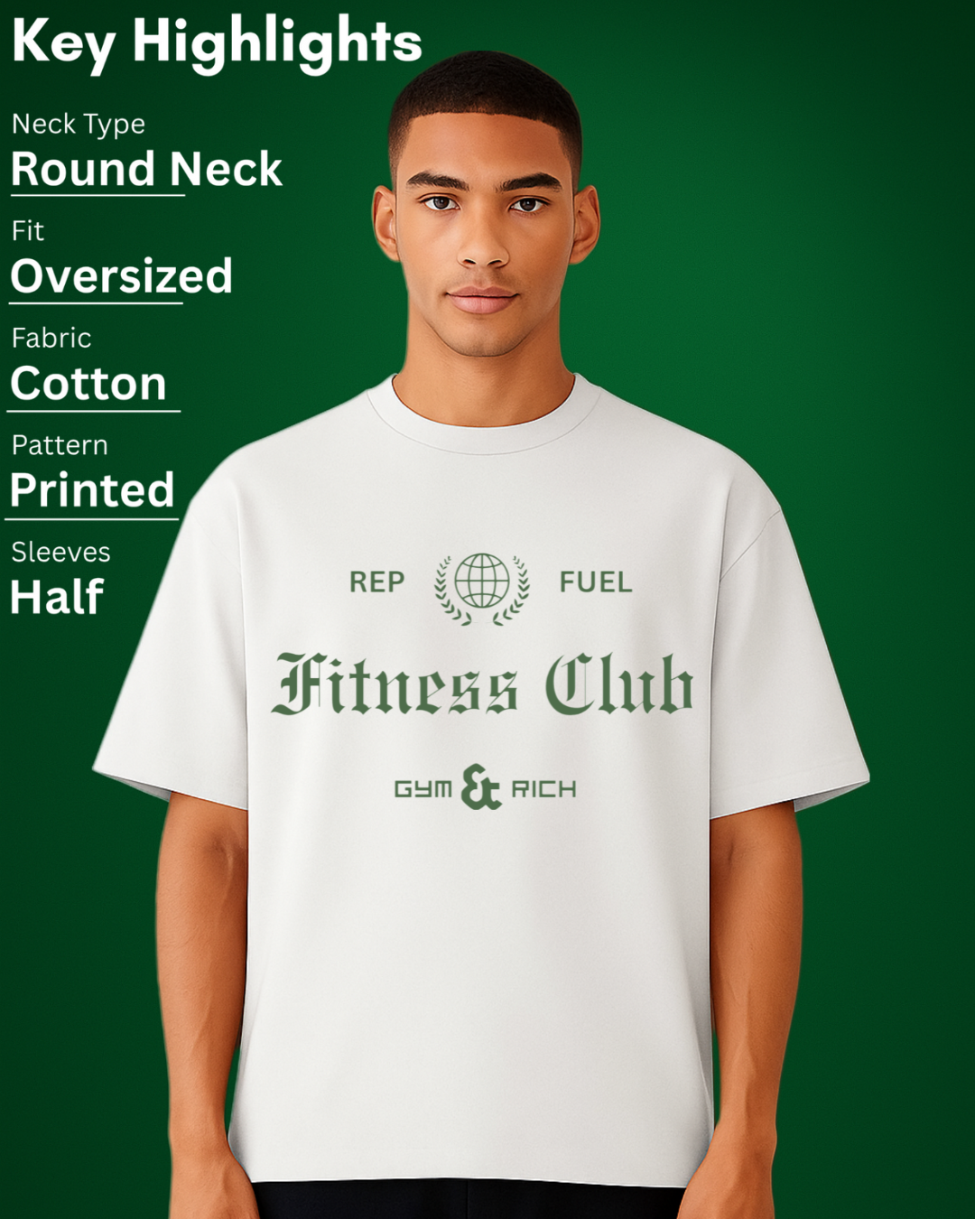 FITNESS CLUB Unisex Terry Oversized Tee