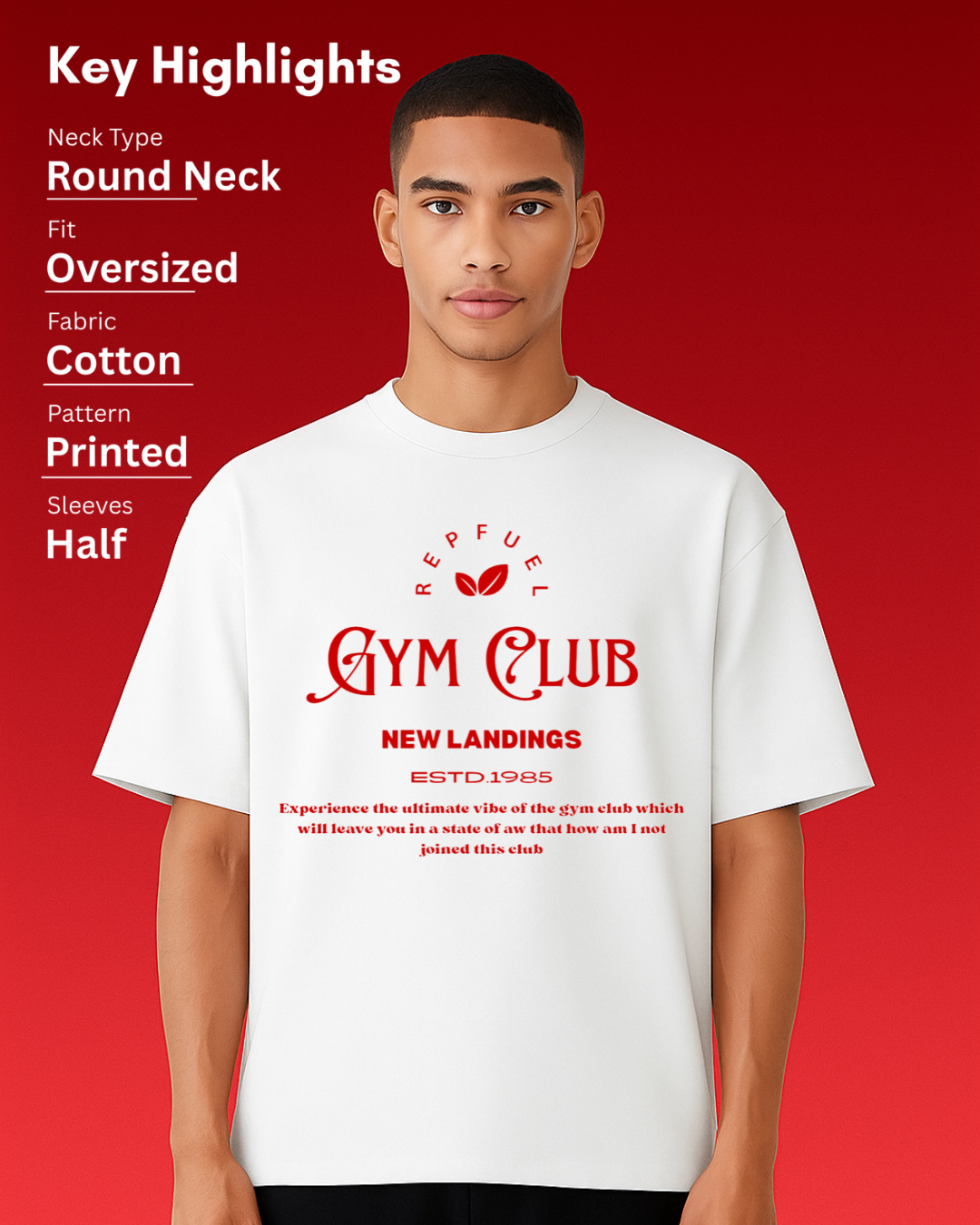 GYM CLUB Unisex Terry Oversized T-shirt