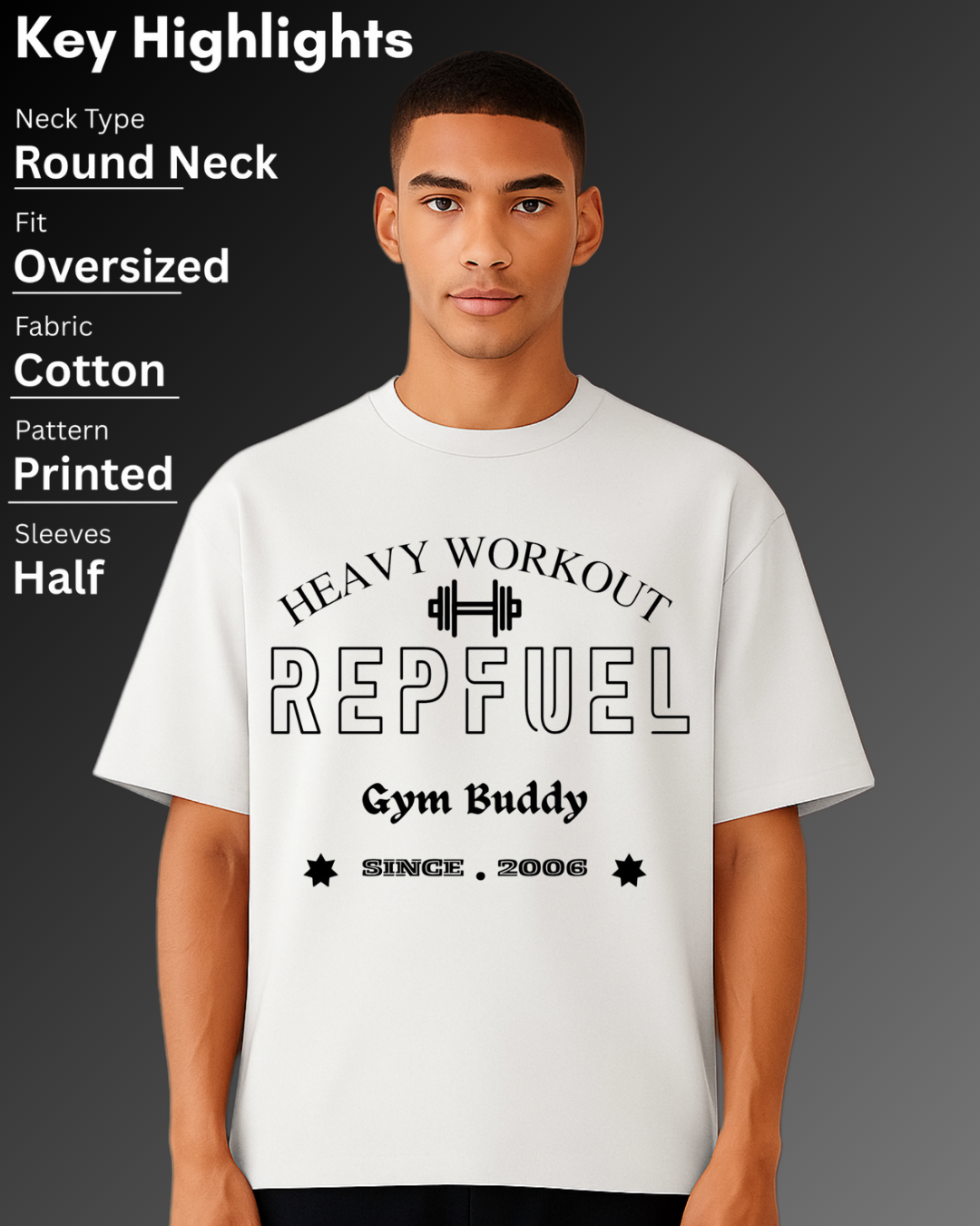 HEAVY WORKOUT Unisex Terry Oversized Tee