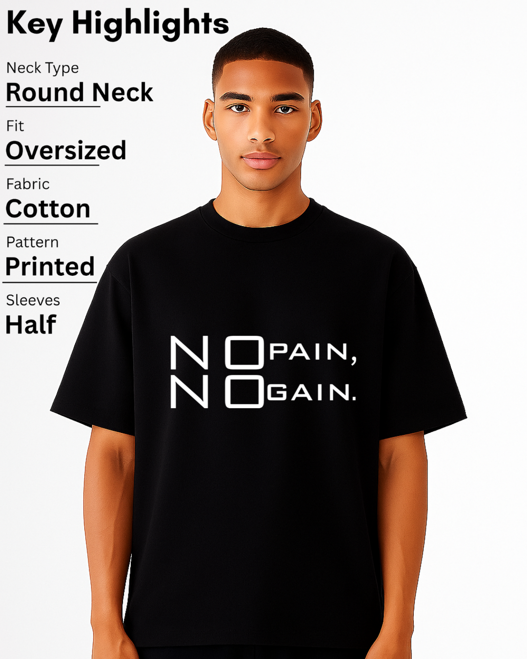 NO PAIN NO GAIN Unisex Terry Oversized Tee