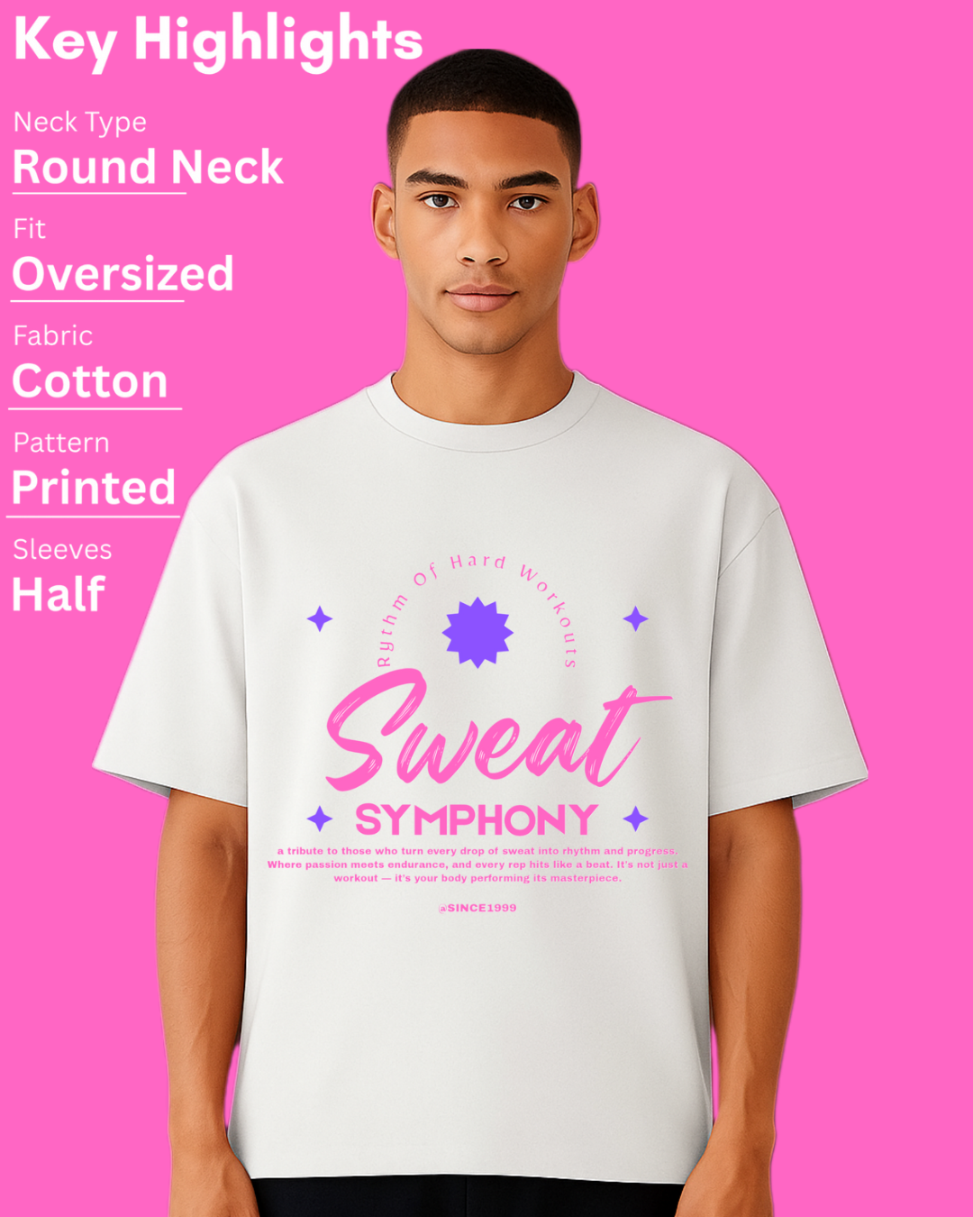 SWEAT SYMPHONY Unisex Terry Oversized Tee