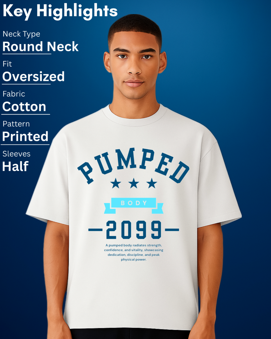 PUMPED BODY Unisex Terry Oversized Tee