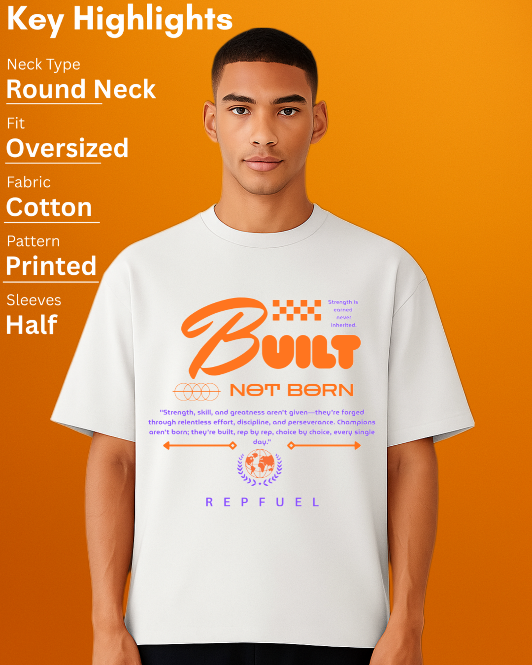 BUILT NOT BORN Unisex Terry Oversized Tee